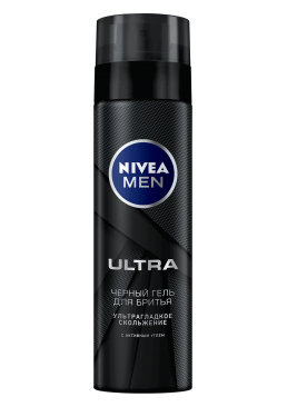 Гель для гоління чорний Ultra Nivea Men з активним вугіллям, 200 мл